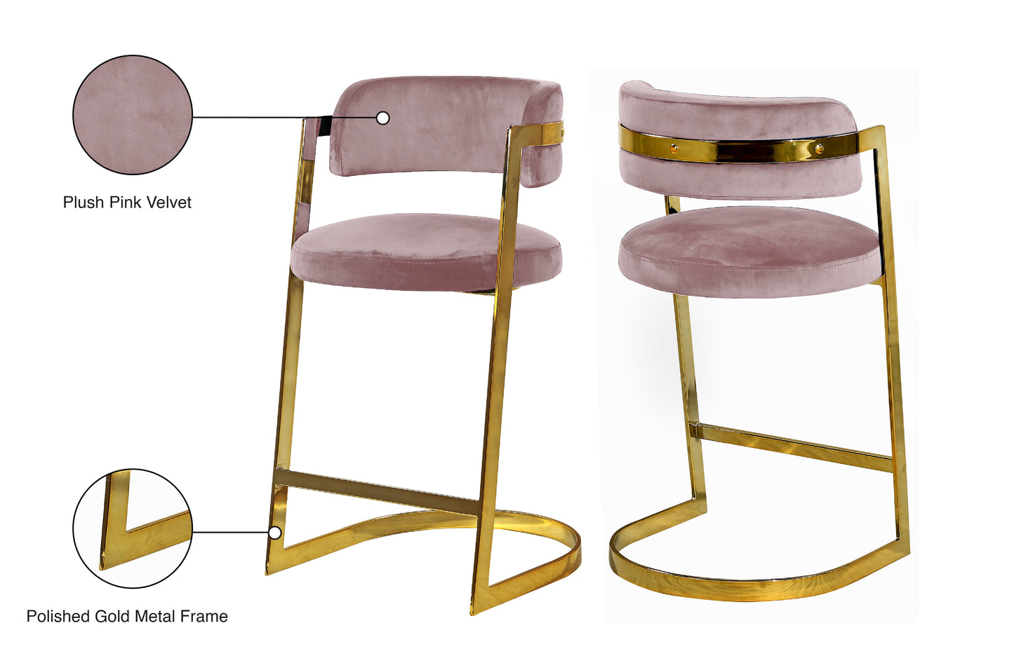 Stephanie Velvet Stool - Furniture Depot