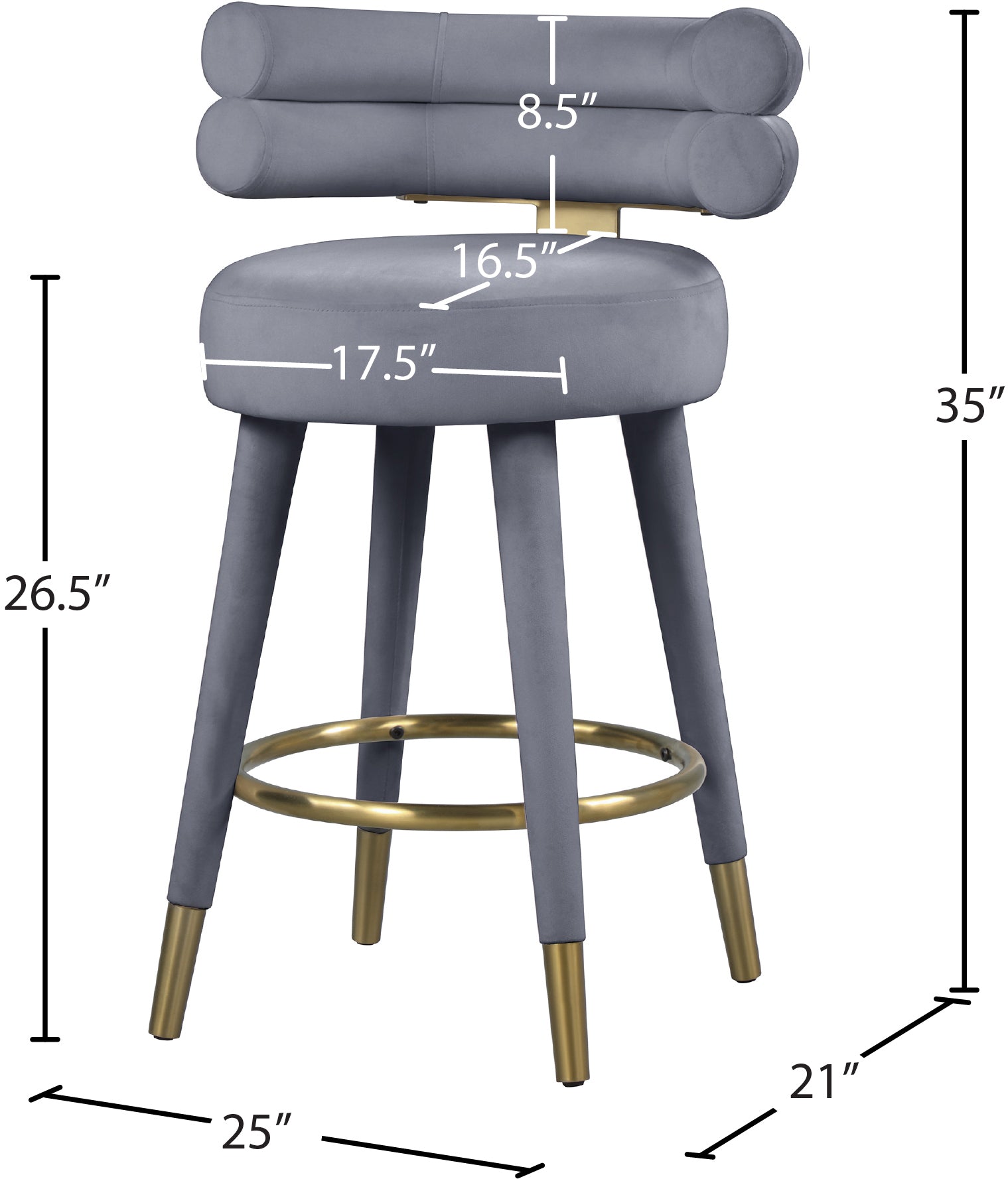 Fitzroy Velvet Counter Stool - Furniture Depot (7679017189624)