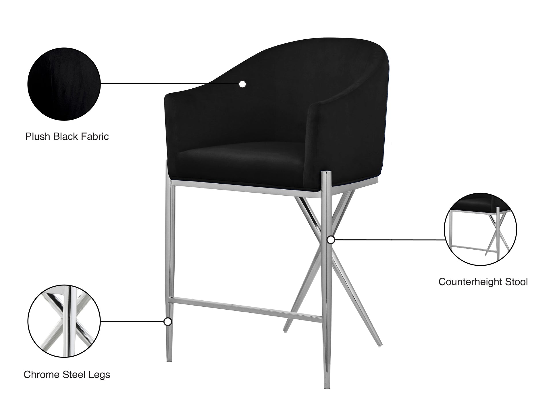 Xavier Velvet Counter Stool - Furniture Depot