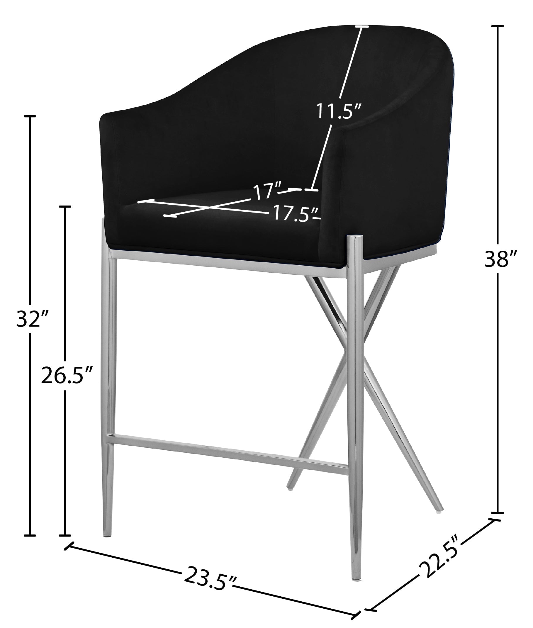 Xavier Velvet Counter Stool - Furniture Depot