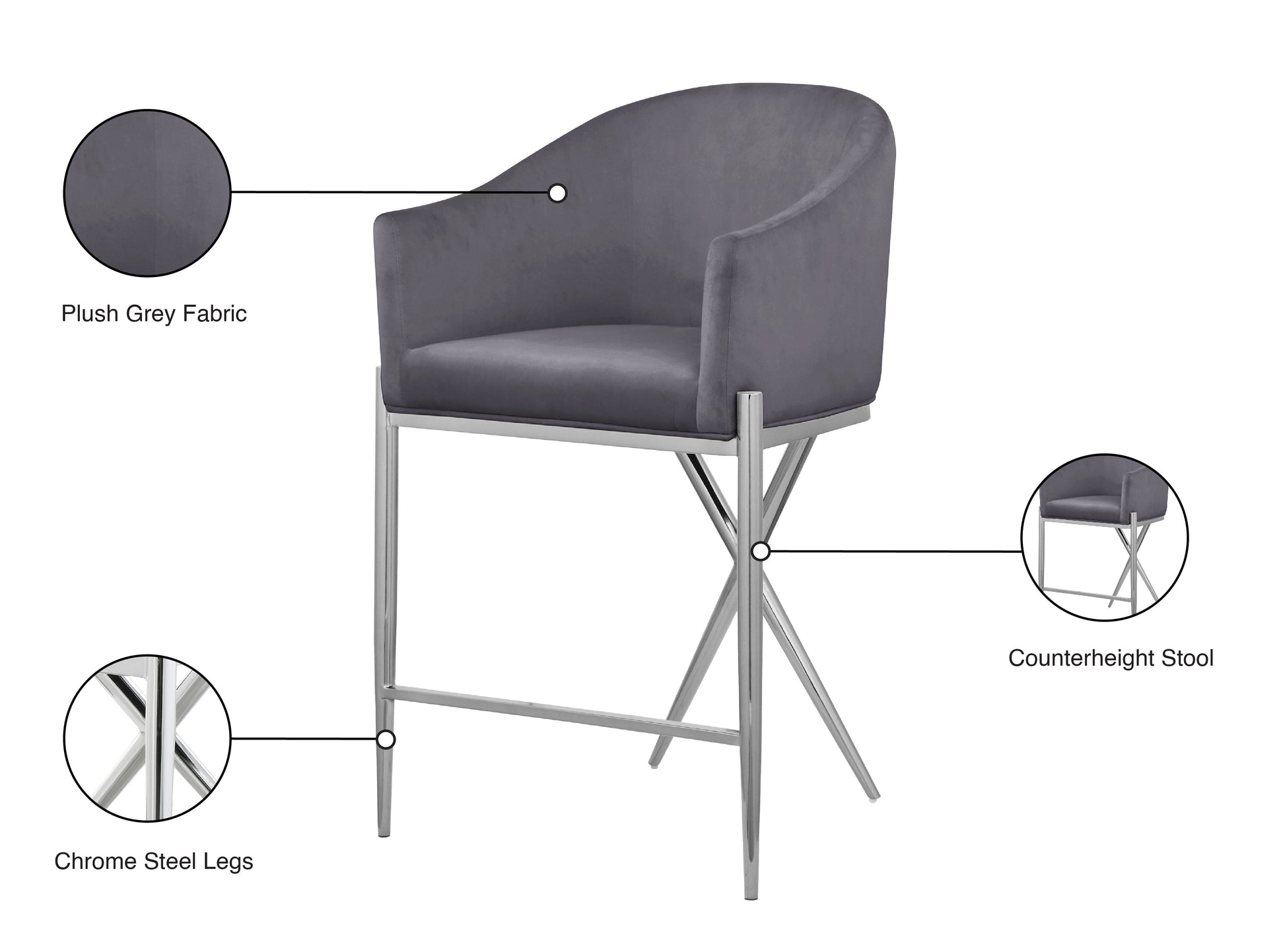 Xavier Velvet Counter Stool - Furniture Depot