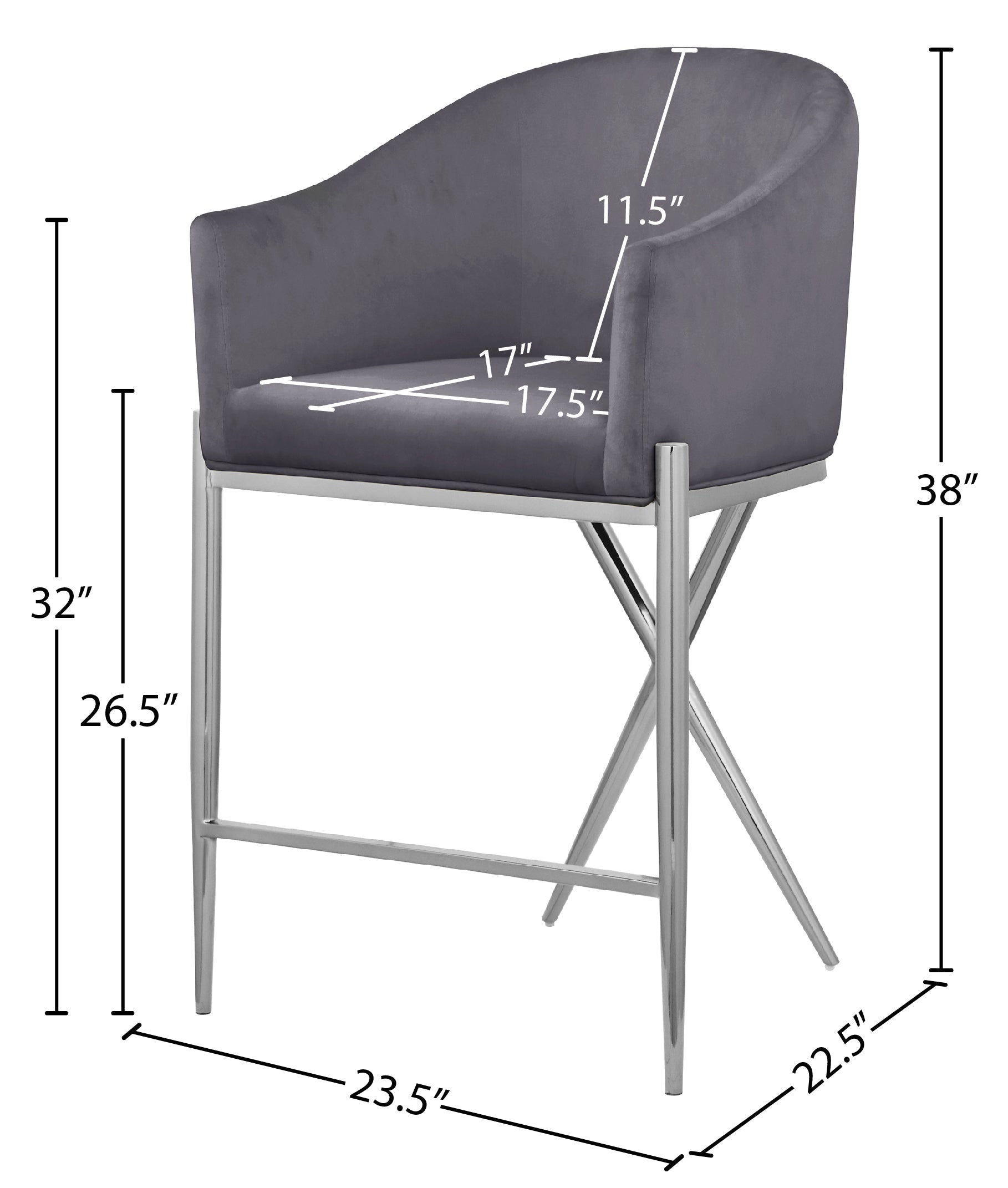 Xavier Velvet Counter Stool - Furniture Depot
