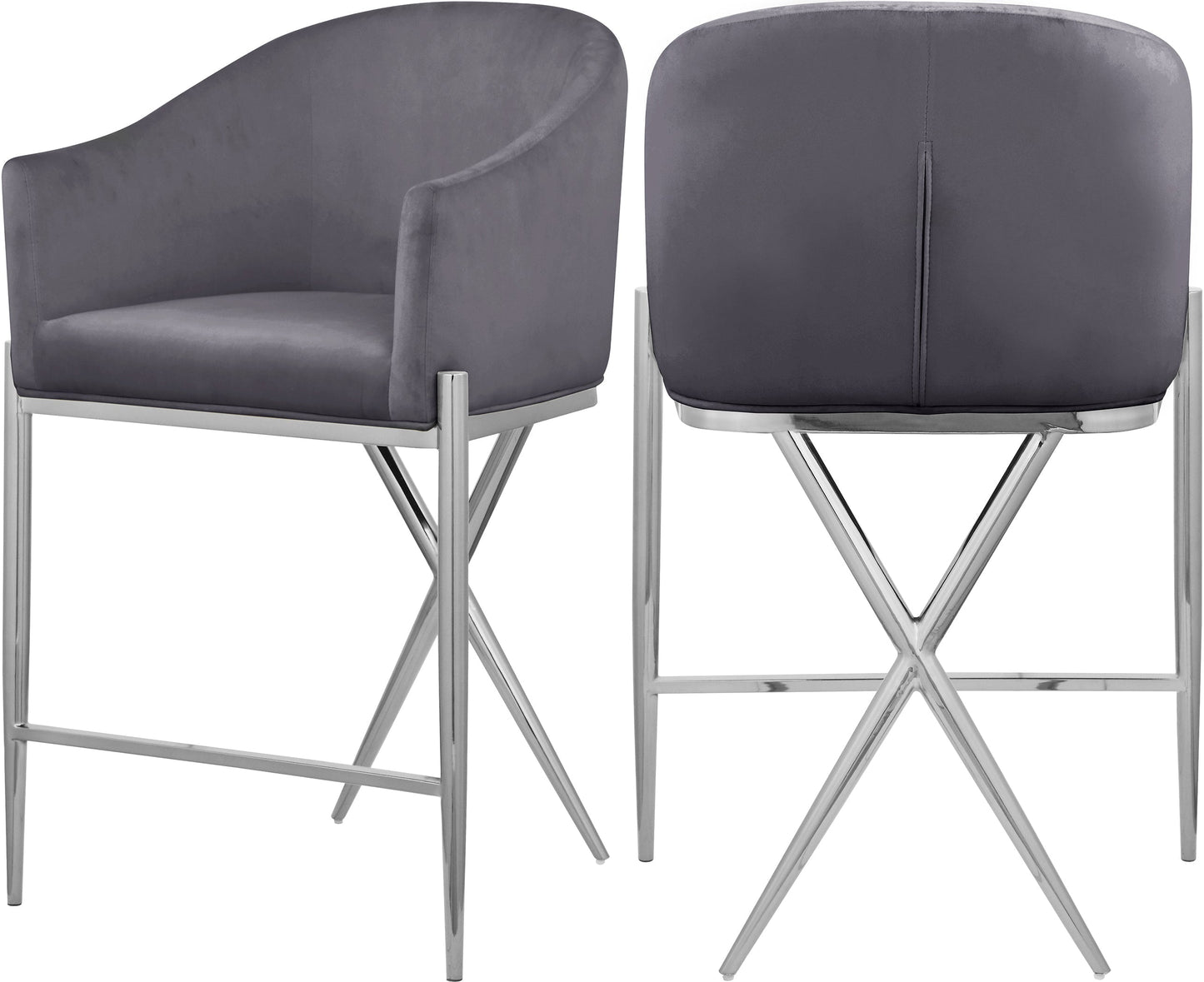Xavier Velvet Counter Stool - Furniture Depot