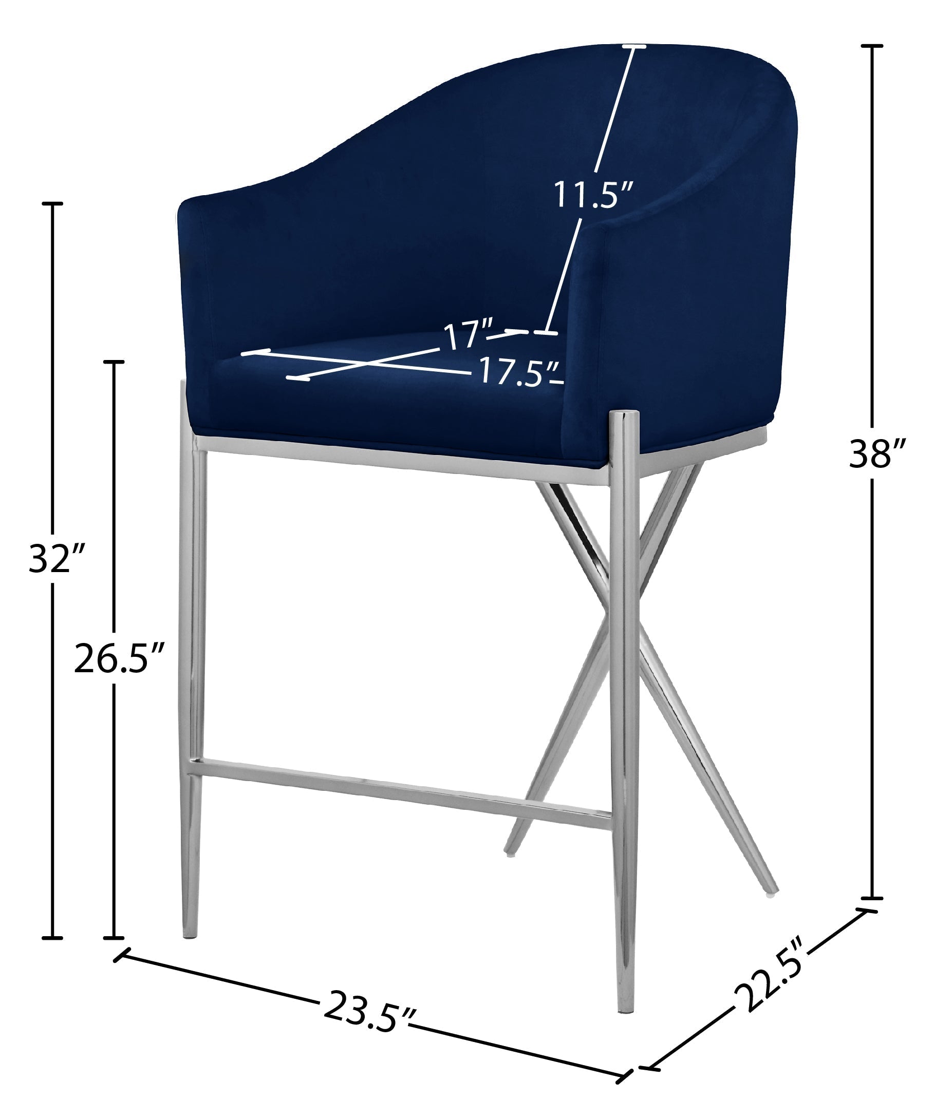 Xavier Velvet Counter Stool - Furniture Depot