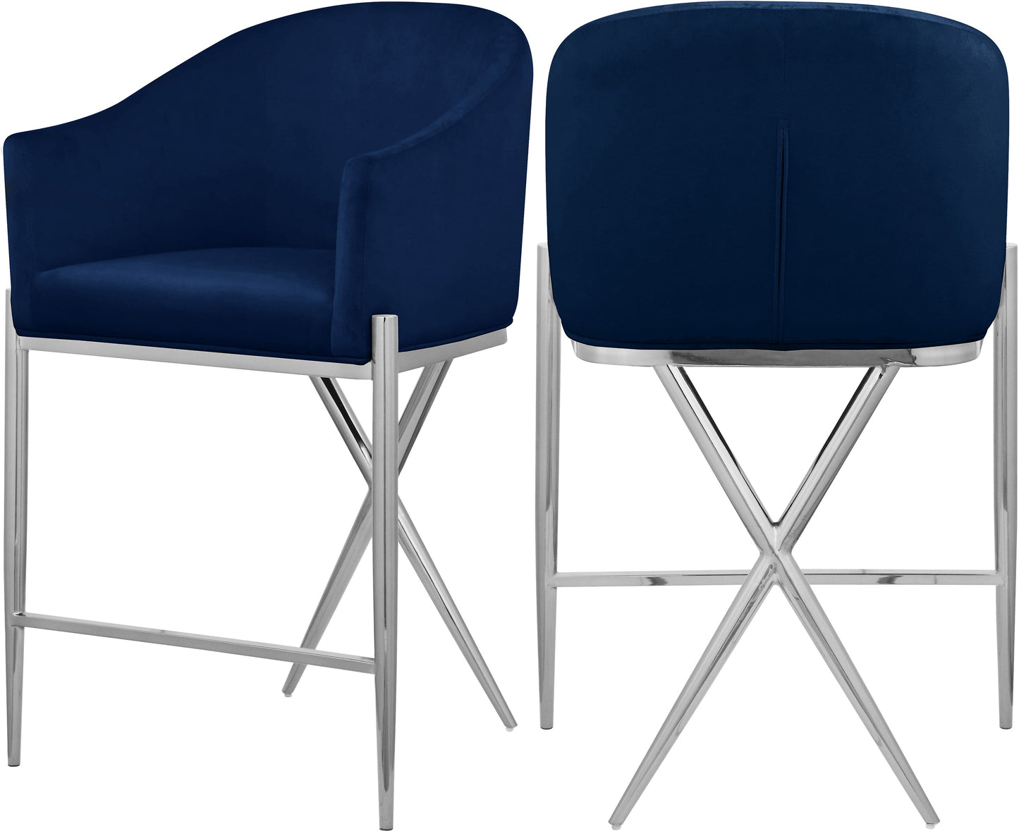 Xavier Velvet Counter Stool - Furniture Depot