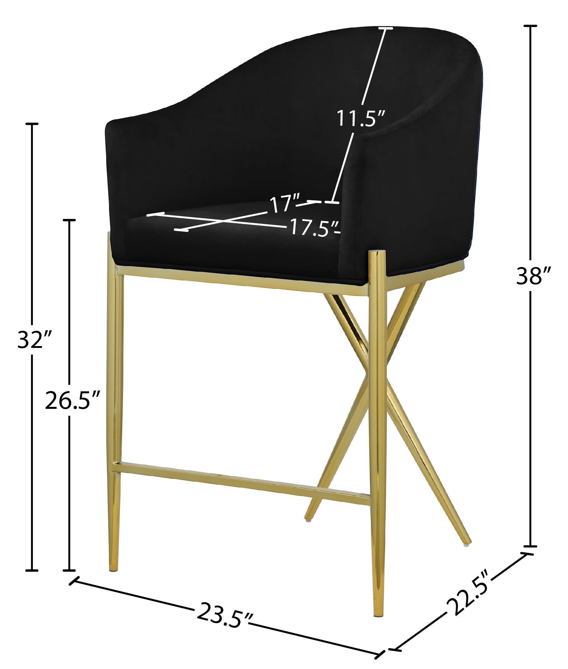 Xavier Velvet Counter Stool - Furniture Depot