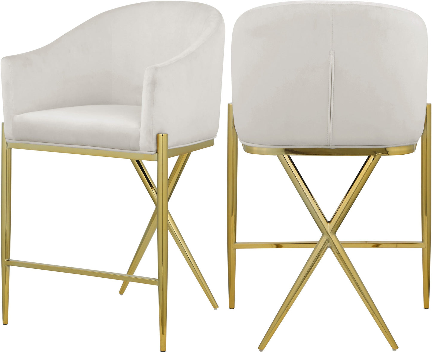 Xavier Velvet Counter Stool - Furniture Depot