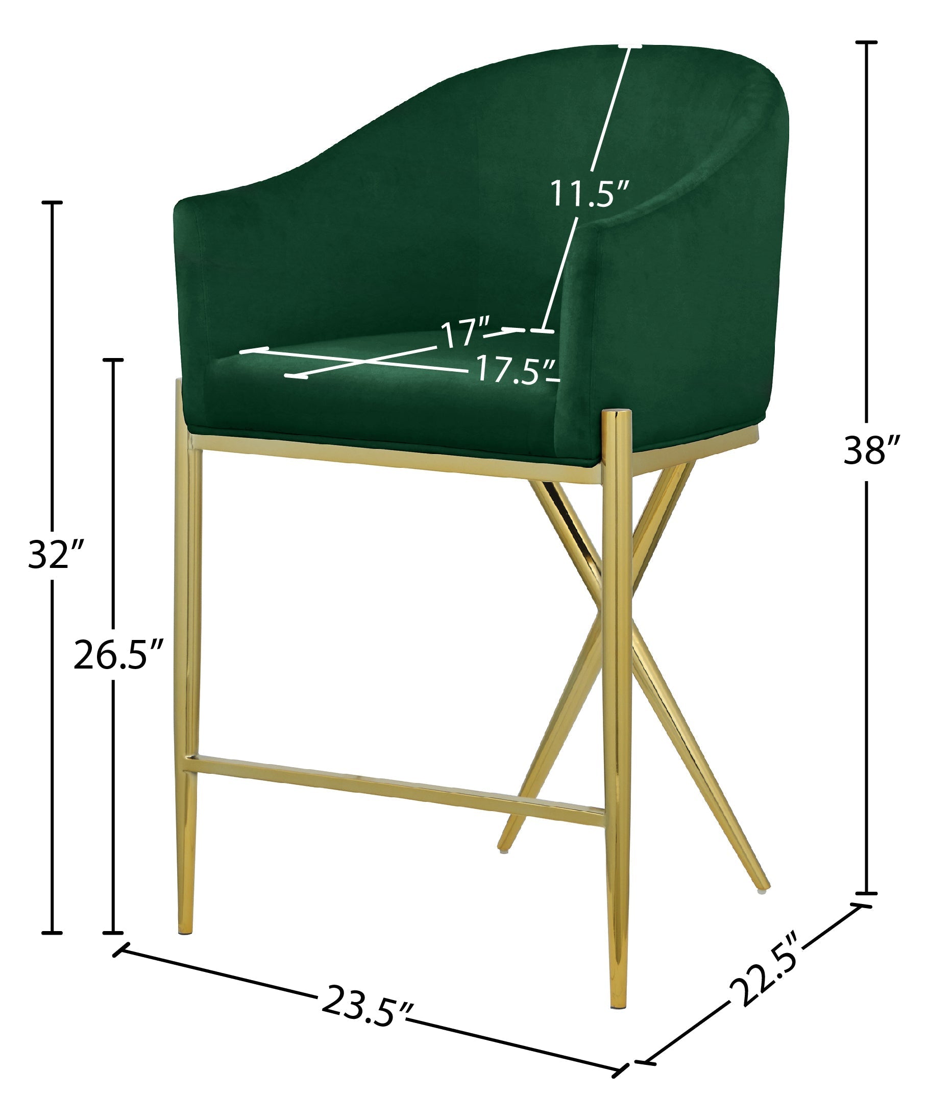 Xavier Velvet Counter Stool - Furniture Depot