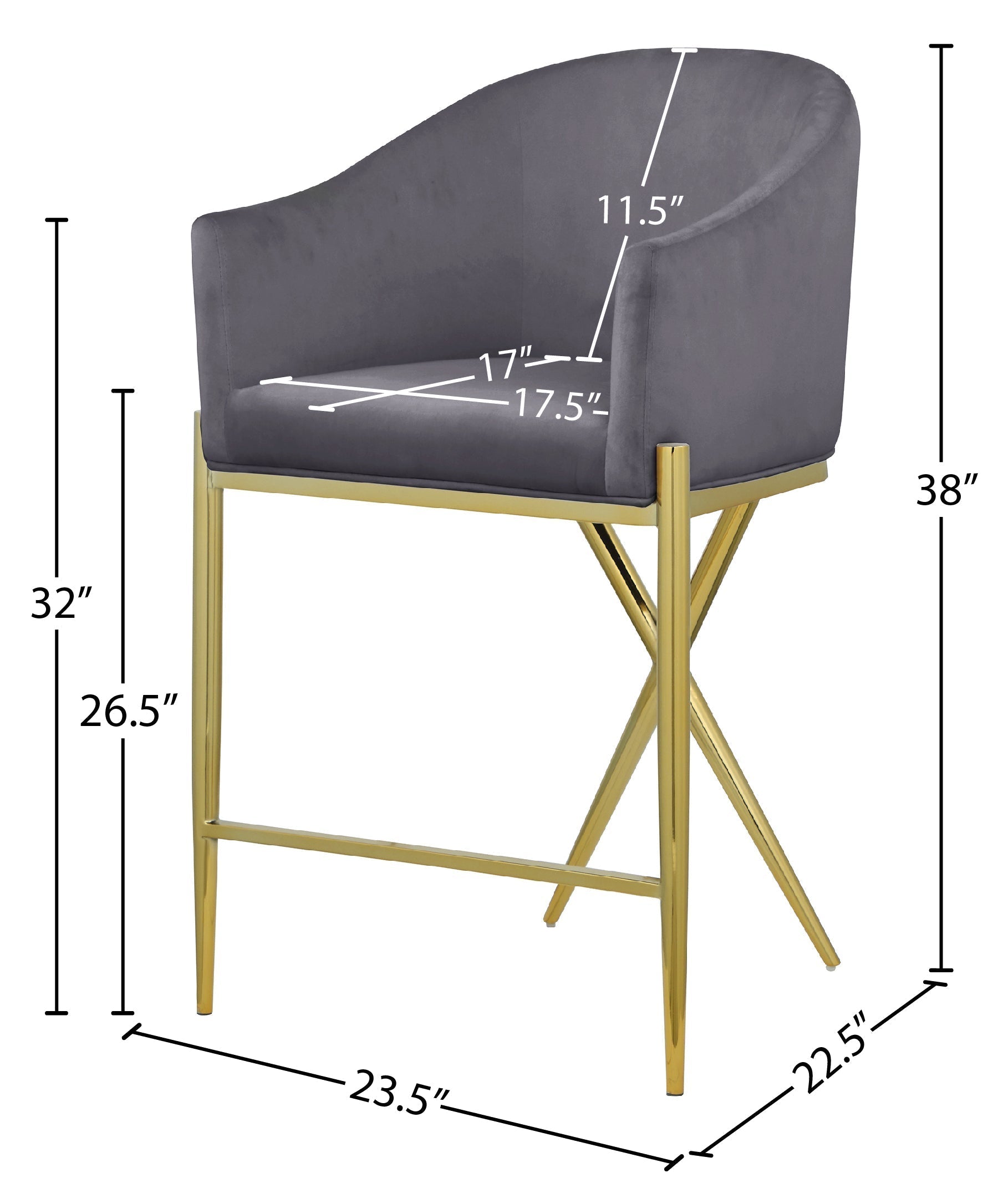 Xavier Velvet Counter Stool - Furniture Depot