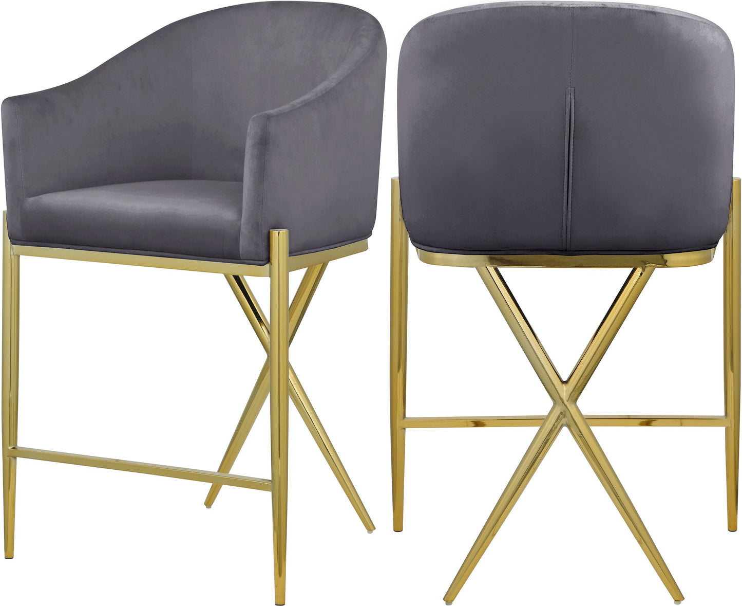 Xavier Velvet Counter Stool - Furniture Depot