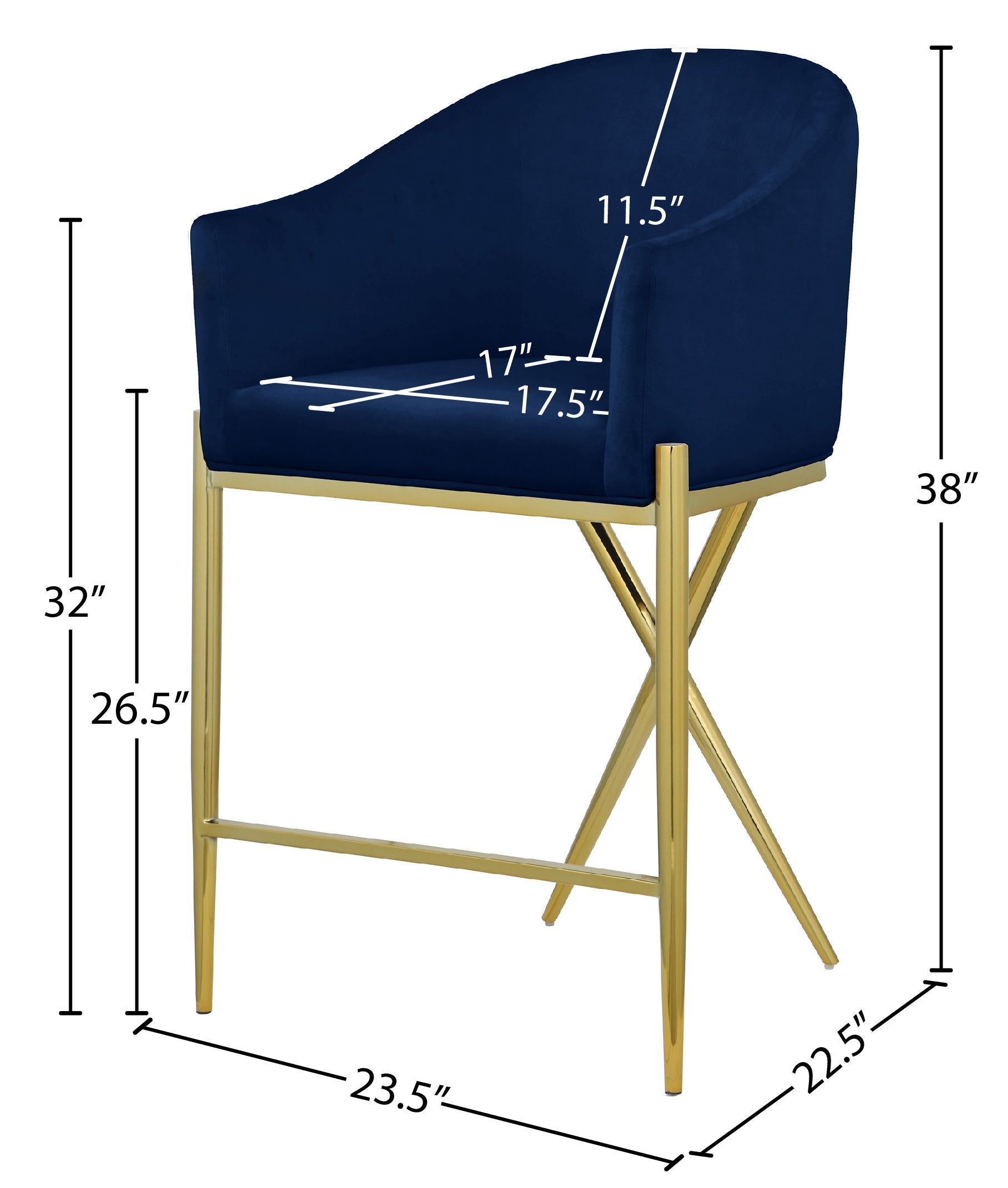 Xavier Velvet Counter Stool - Furniture Depot