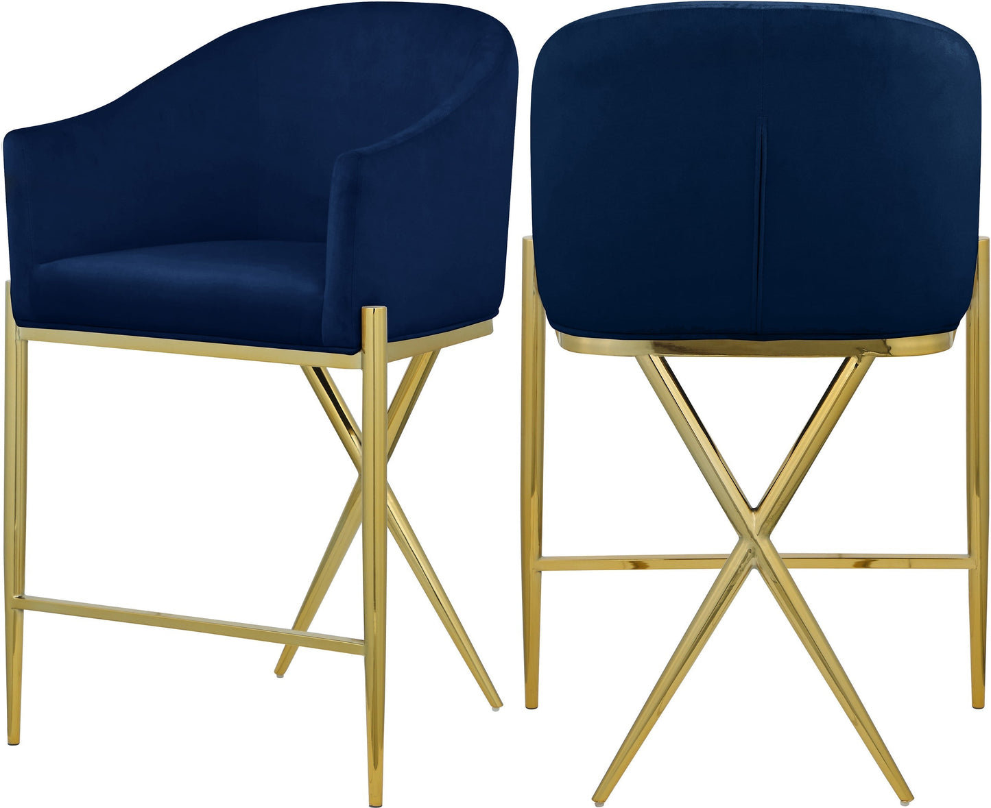 Xavier Velvet Counter Stool - Furniture Depot