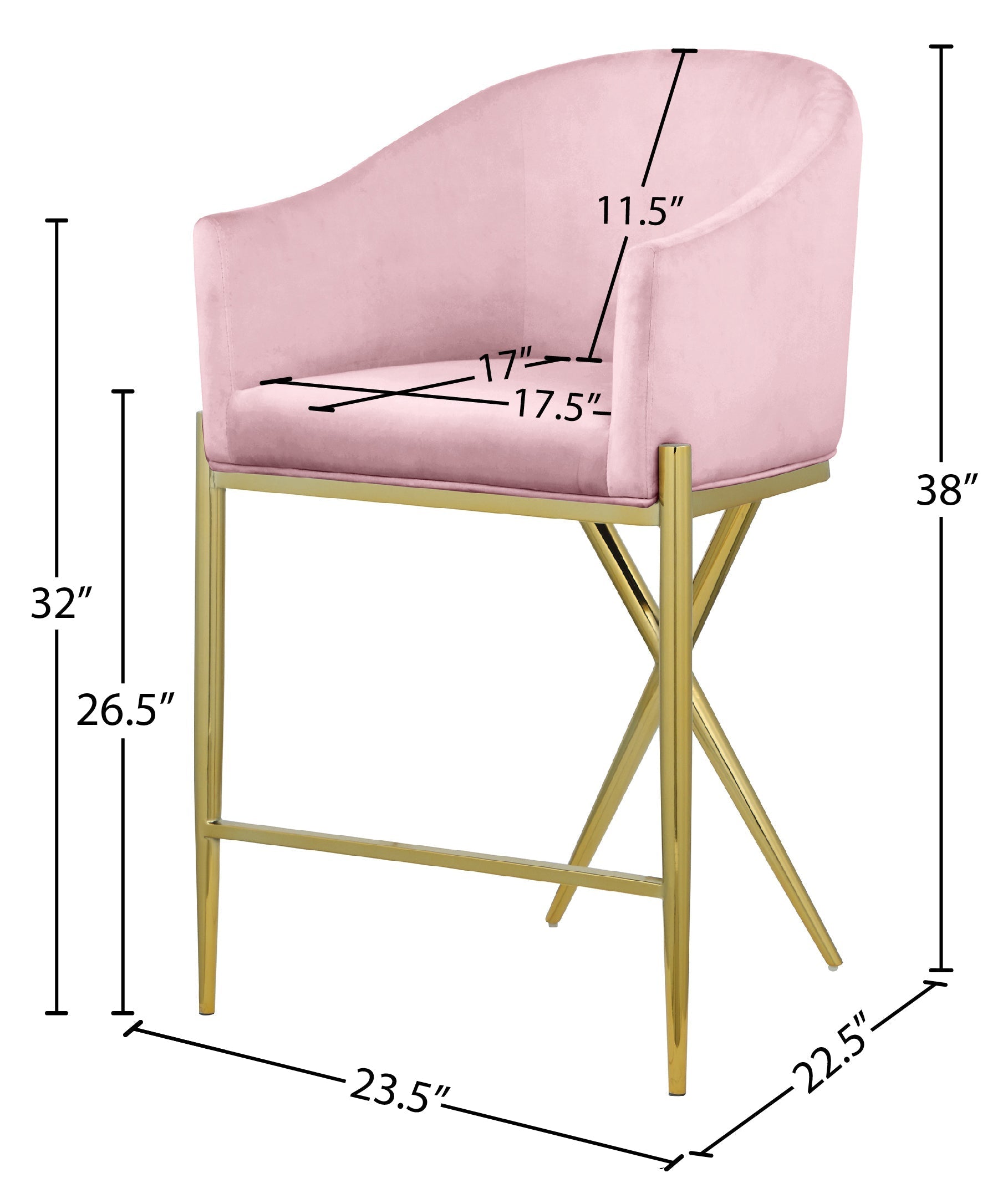 Xavier Velvet Counter Stool - Furniture Depot