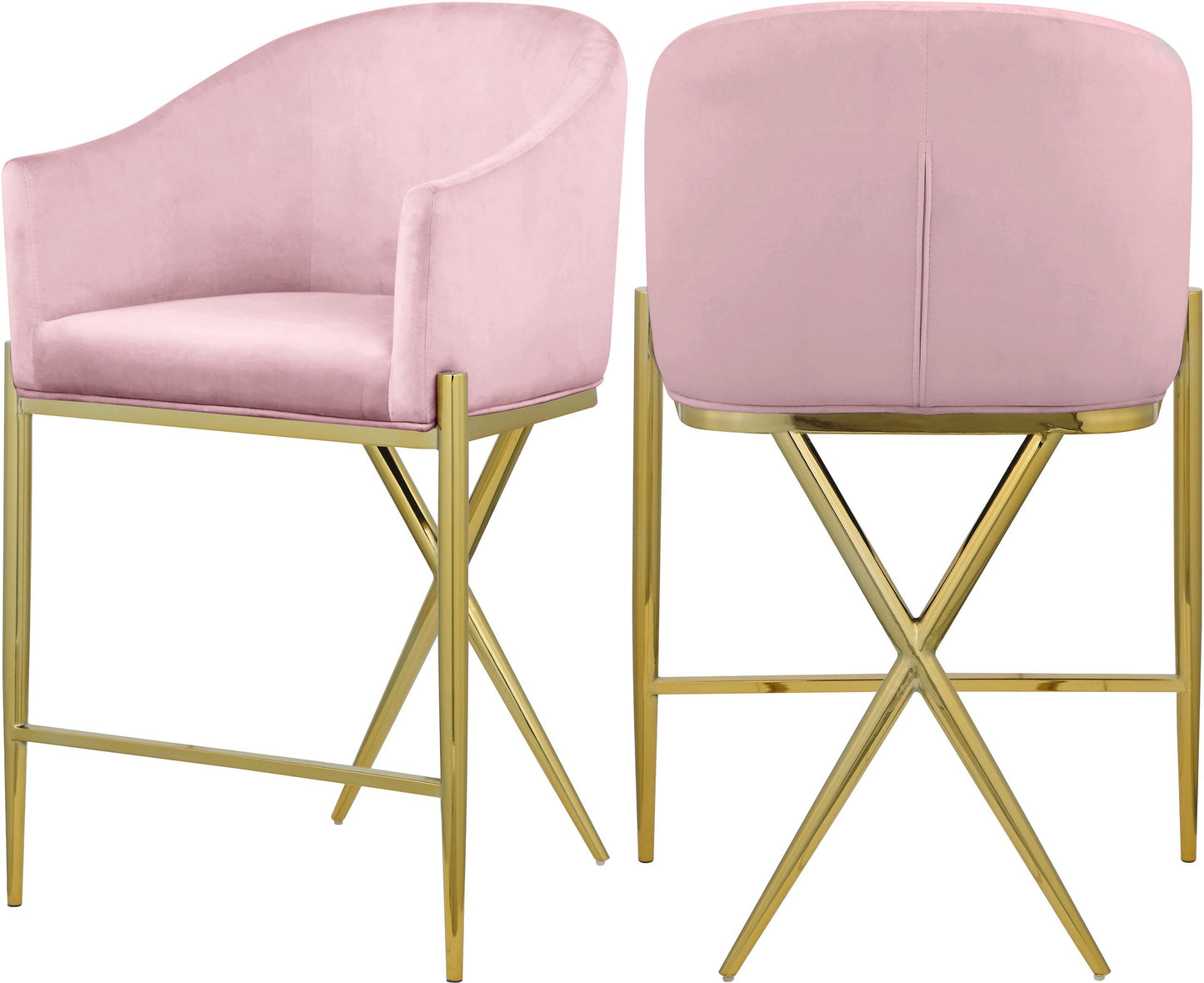 Xavier Velvet Counter Stool - Furniture Depot