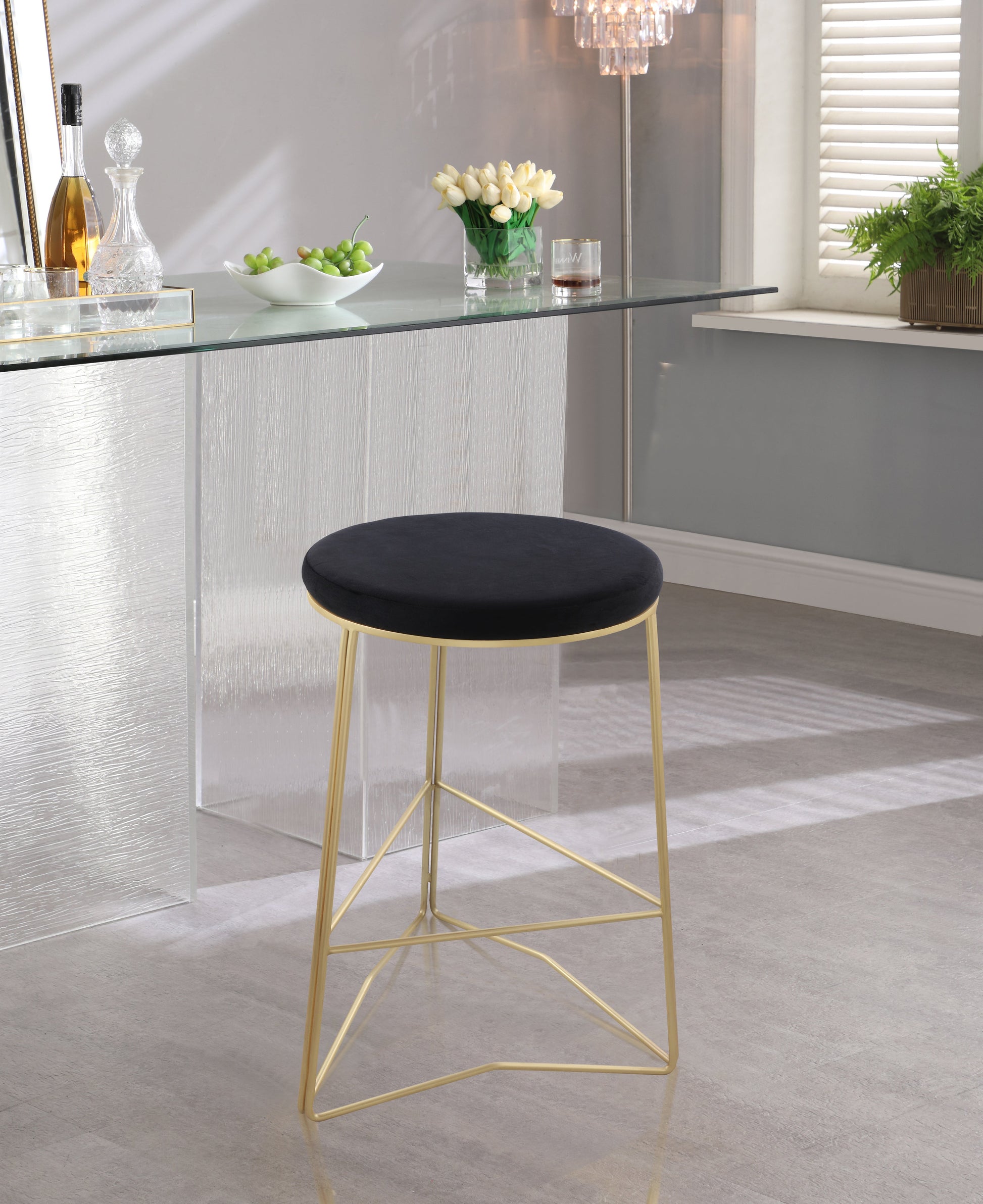 Tres Velvet Counter Stool - Furniture Depot