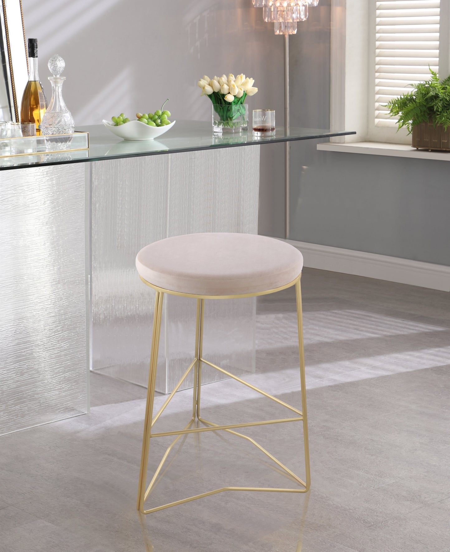 Tres Velvet Counter Stool - Furniture Depot