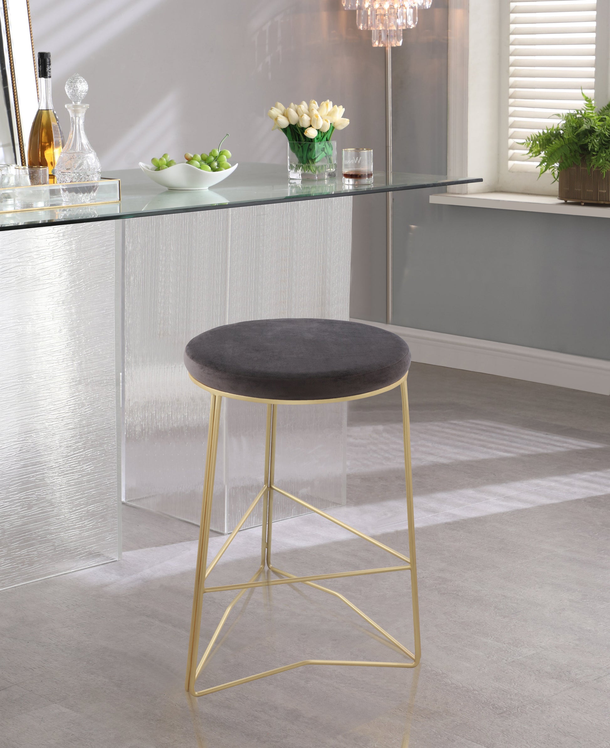 Tres Velvet Counter Stool - Furniture Depot