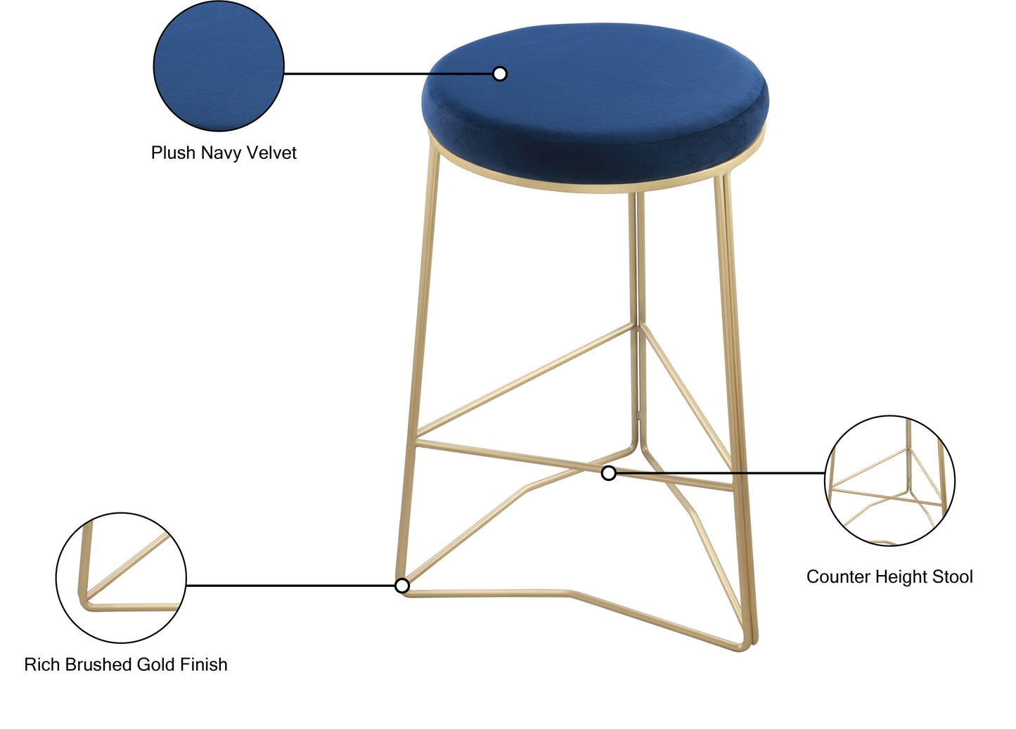 Tres Velvet Counter Stool - Furniture Depot