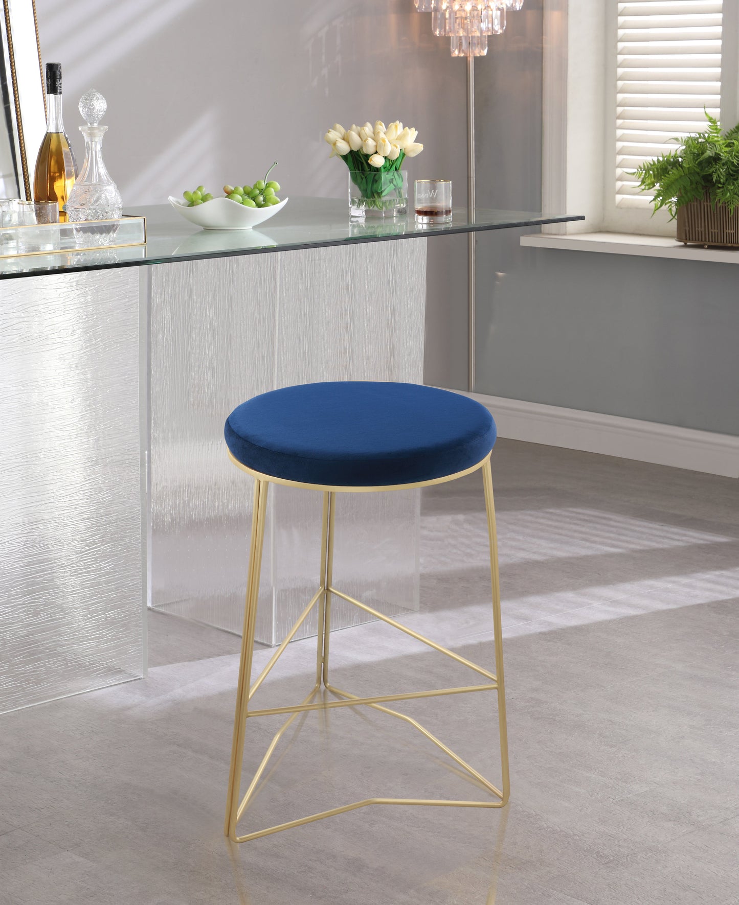 Tres Velvet Counter Stool - Furniture Depot