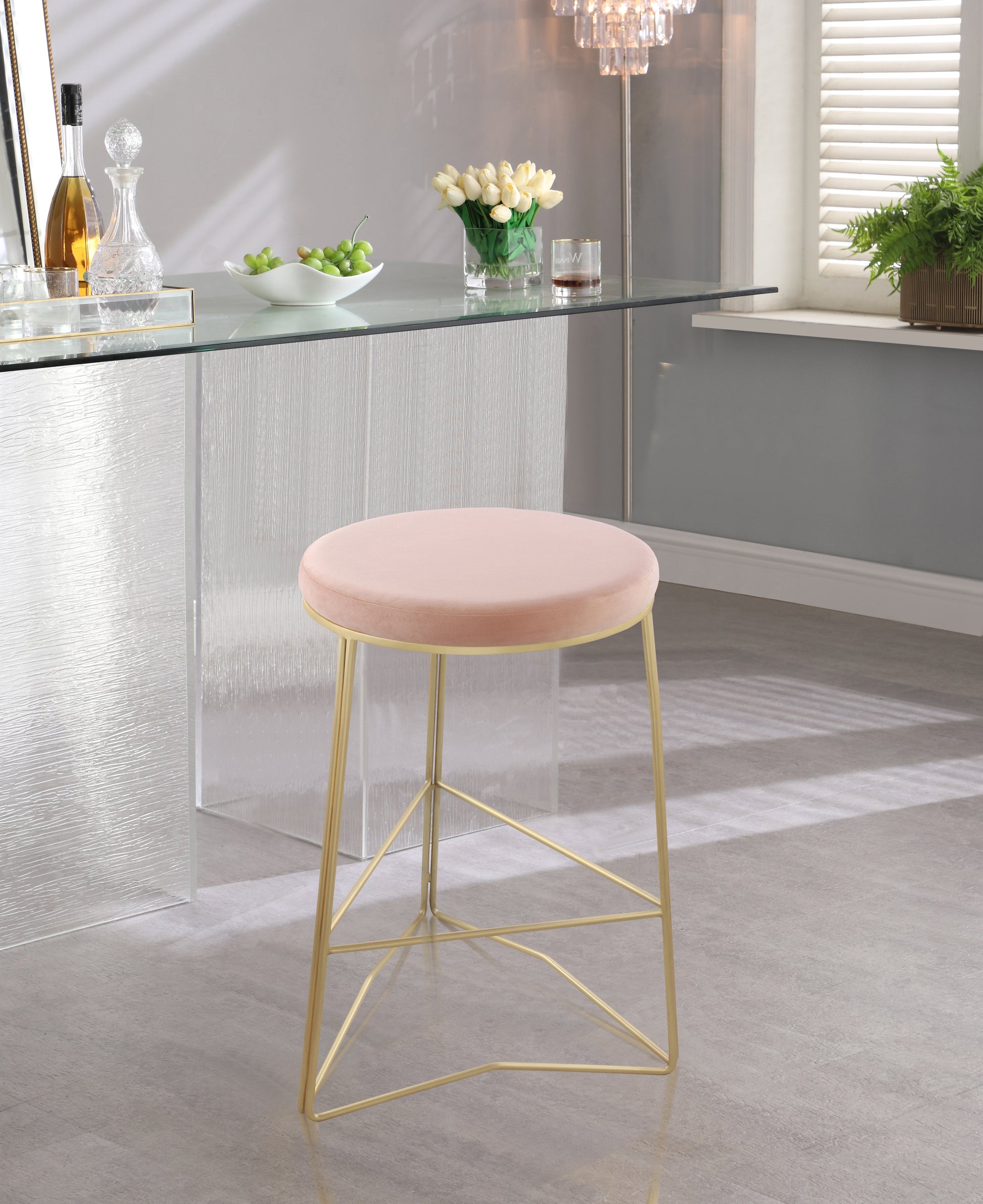 Tres Velvet Counter Stool - Furniture Depot