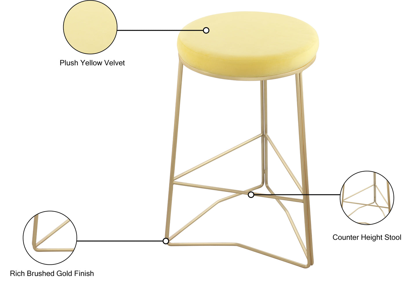 Tres Velvet Counter Stool - Furniture Depot