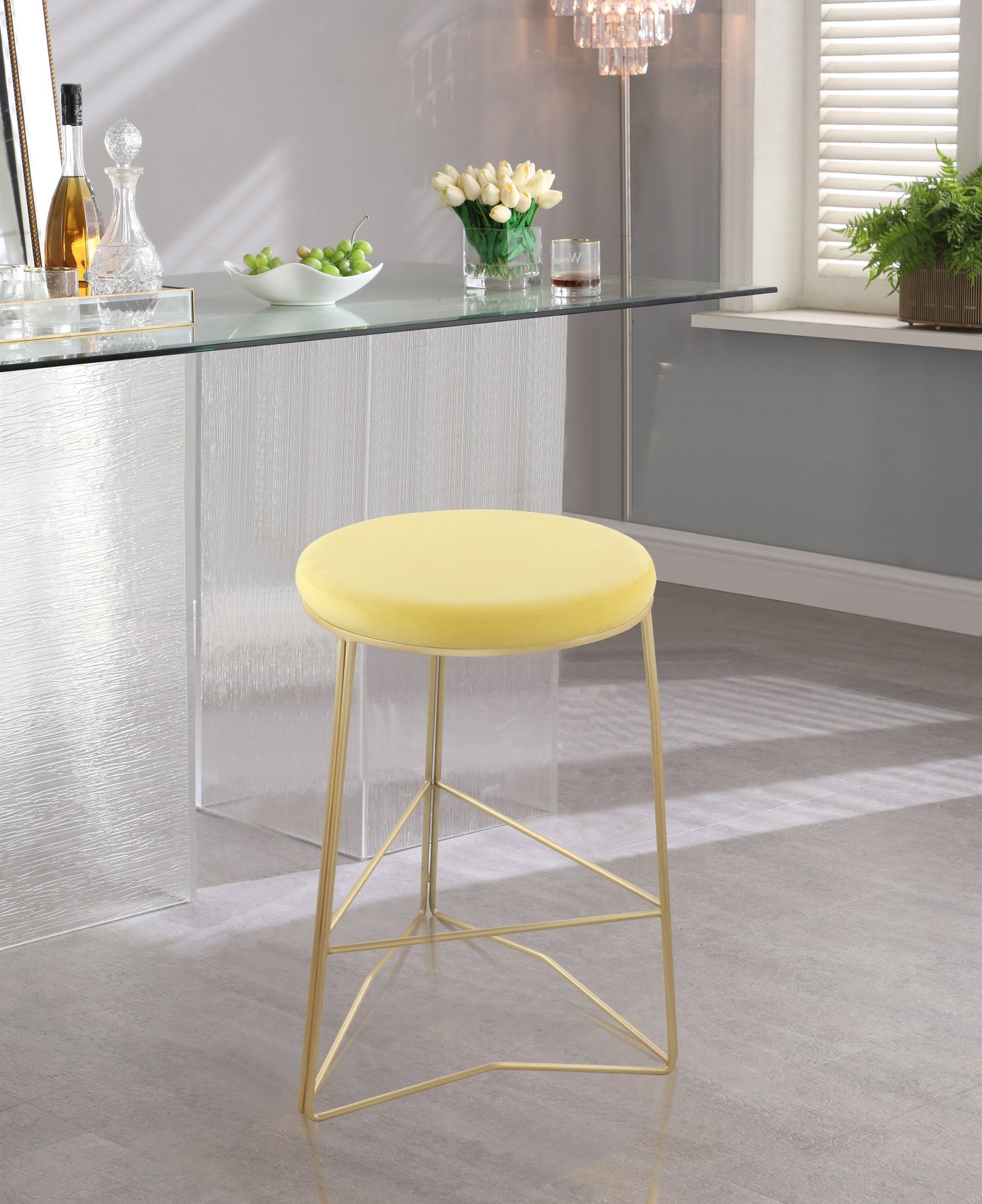 Tres Velvet Counter Stool - Furniture Depot