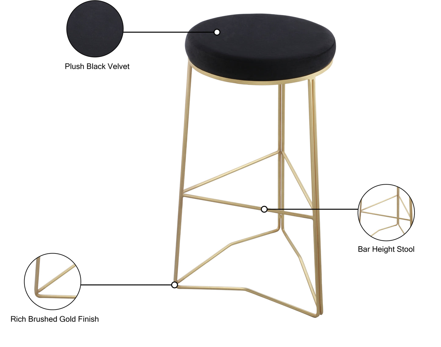 Tres Velvet Bar Stool - Furniture Depot (7679019942136)