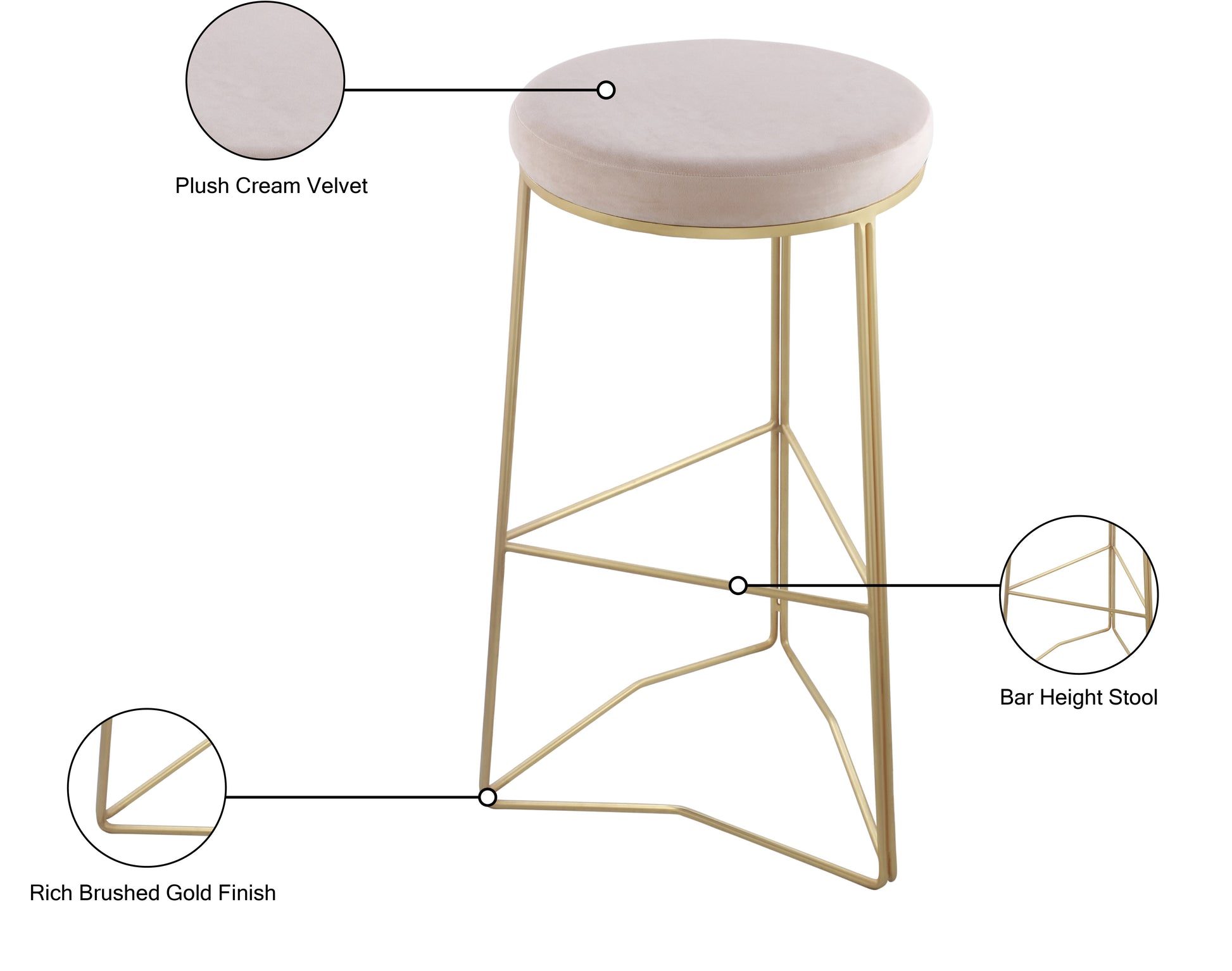 Tres Velvet Bar Stool - Furniture Depot (7679019942136)