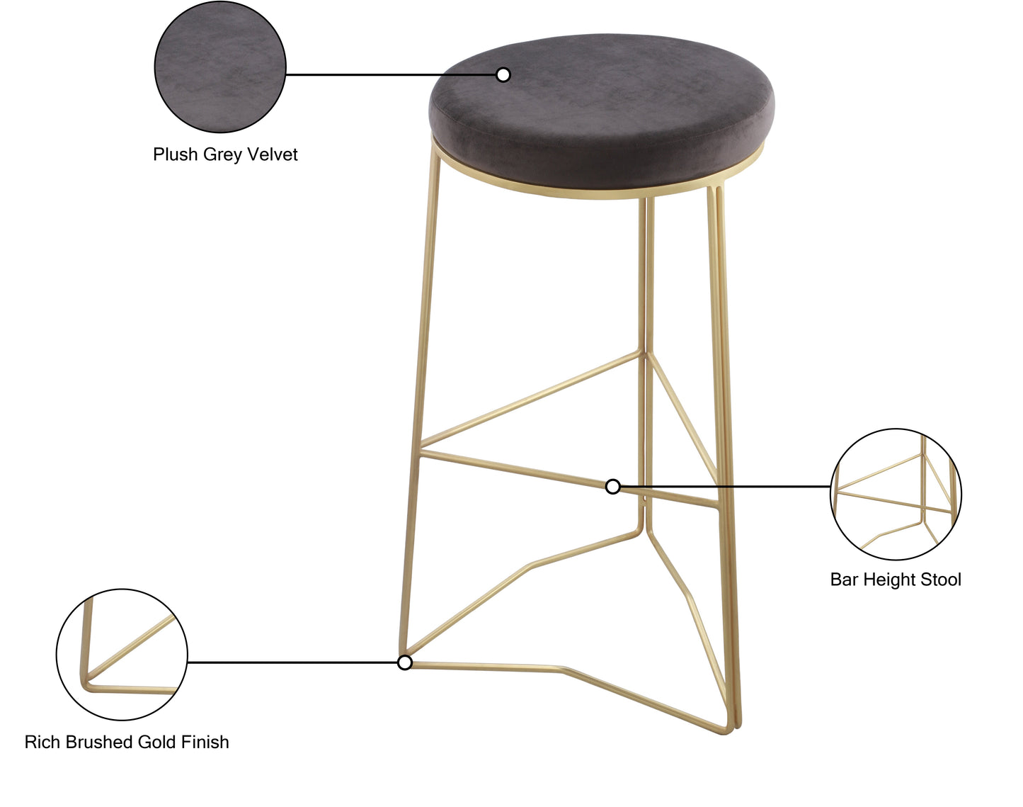 Tres Velvet Bar Stool - Furniture Depot (7679019942136)