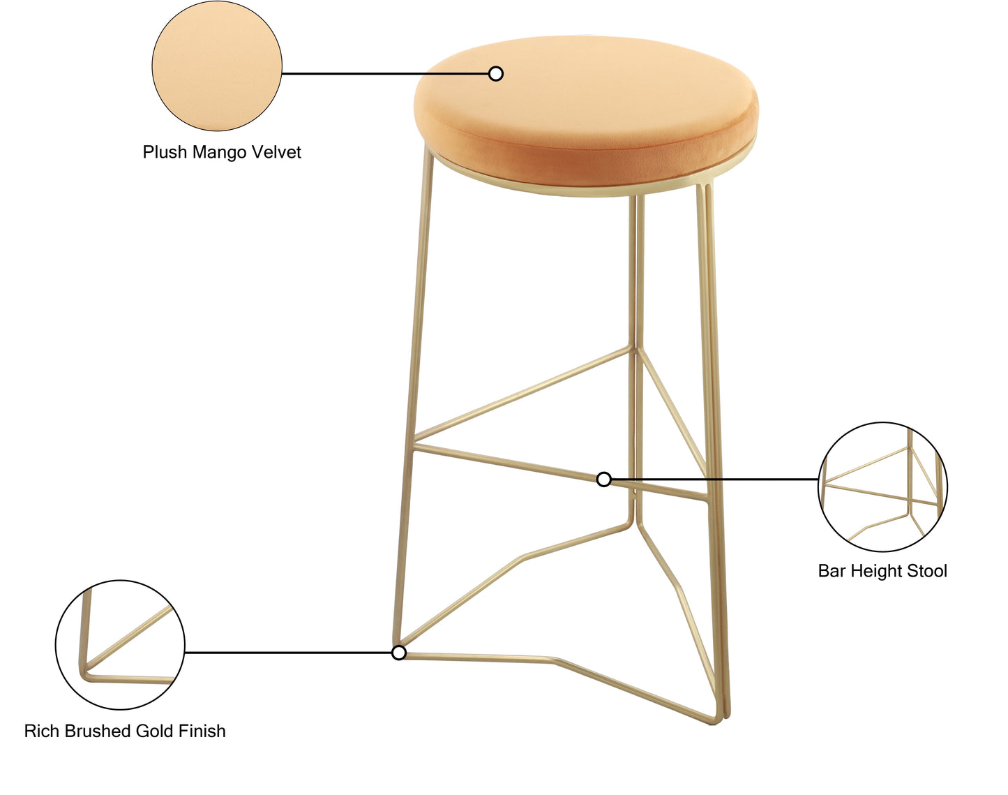 Tres Velvet Bar Stool - Furniture Depot (7679019942136)