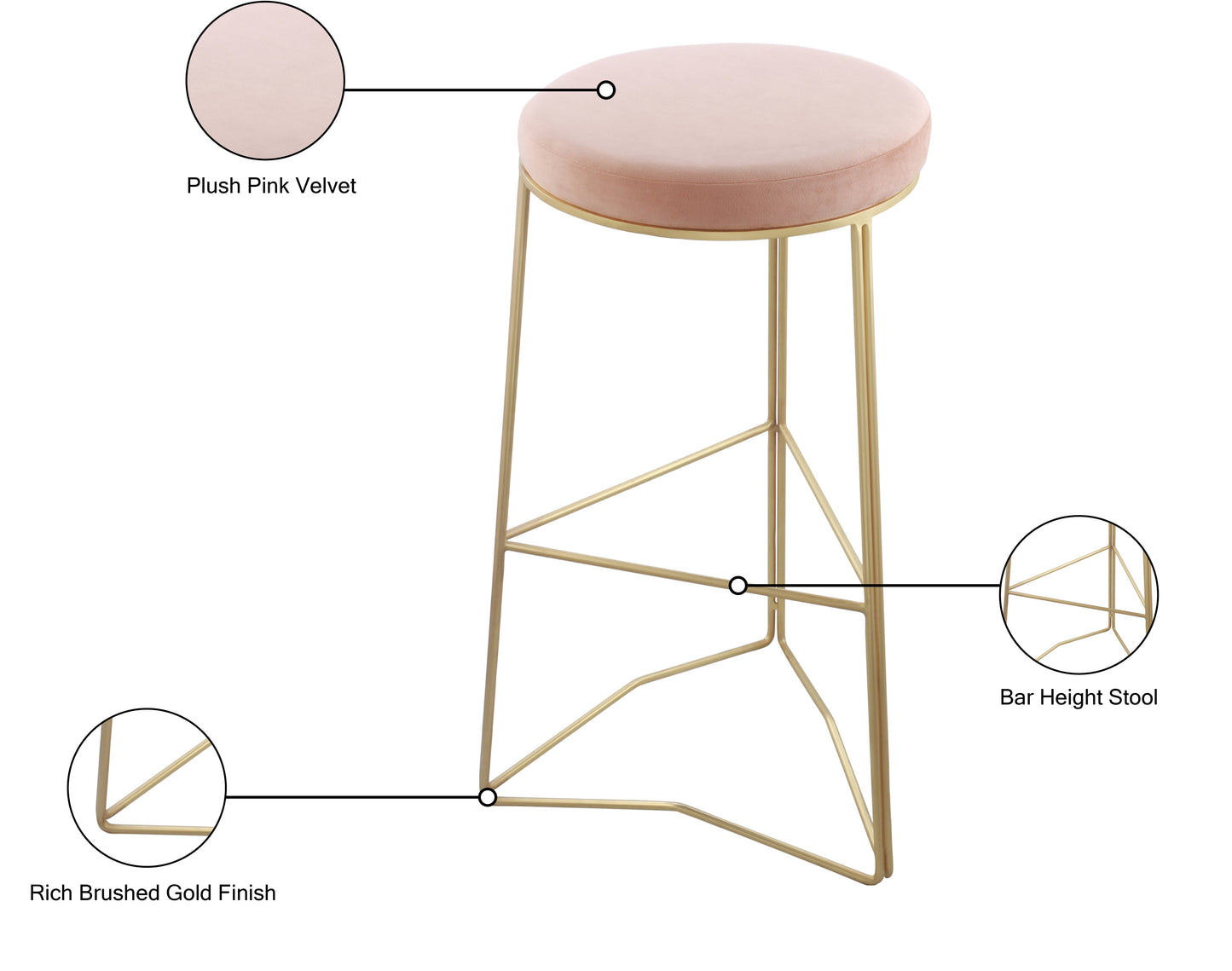 Tres Velvet Bar Stool - Furniture Depot (7679019942136)