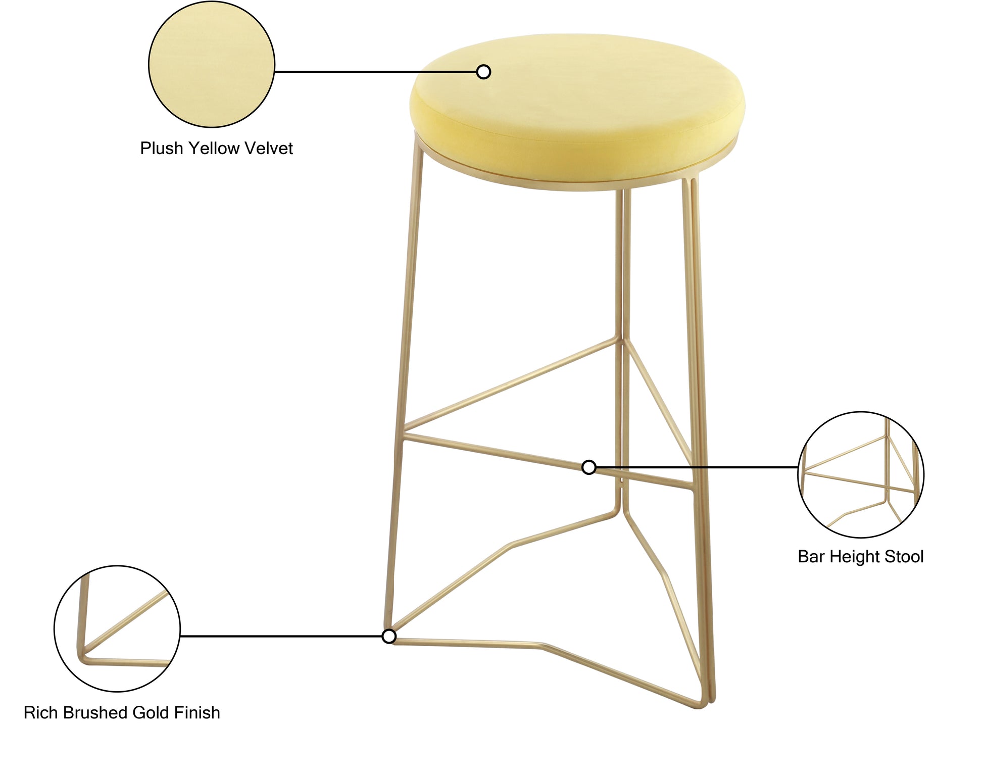 Tres Velvet Bar Stool - Furniture Depot (7679019942136)