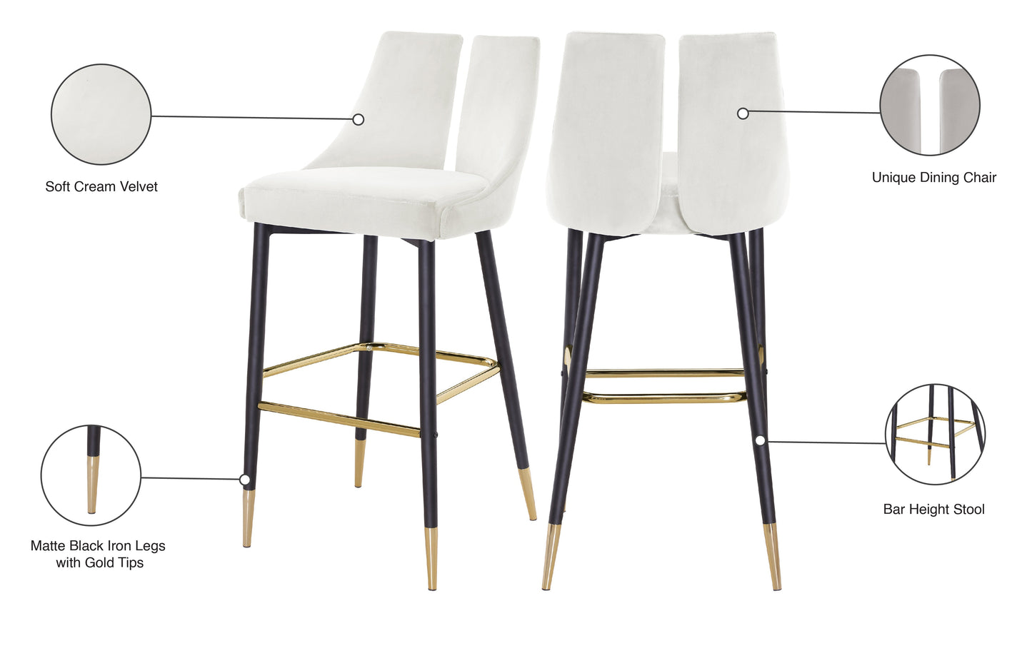 Sleek Velvet Stool - Sterling House Interiors (7679020204280)