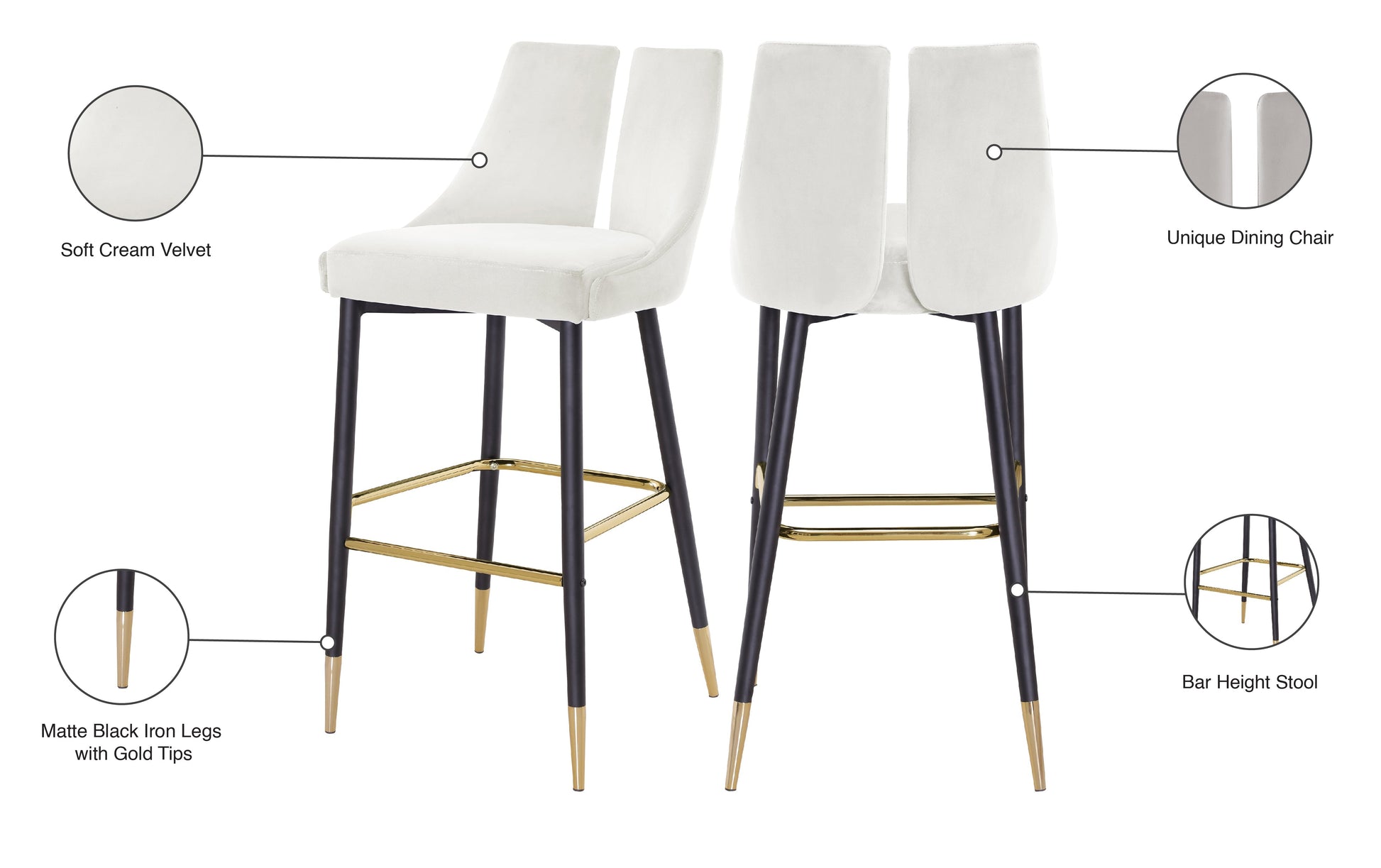 Sleek Velvet Stool - Sterling House Interiors (7679020204280)