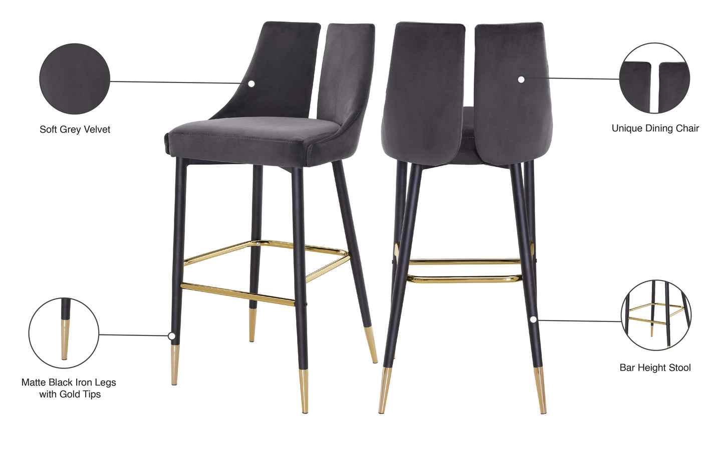 Sleek Velvet Stool - Sterling House Interiors (7679020204280)