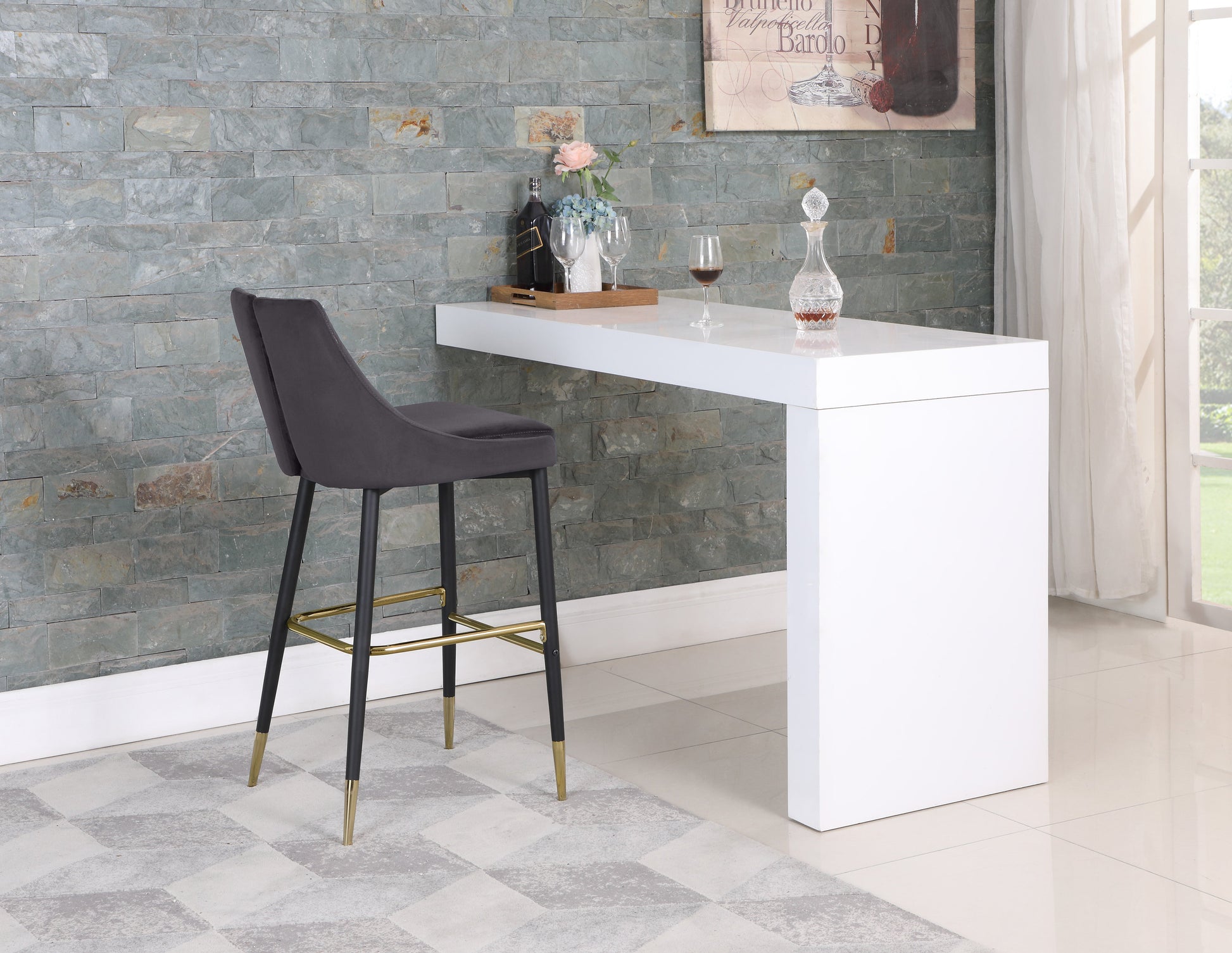 Sleek Velvet Stool - Sterling House Interiors (7679020204280)