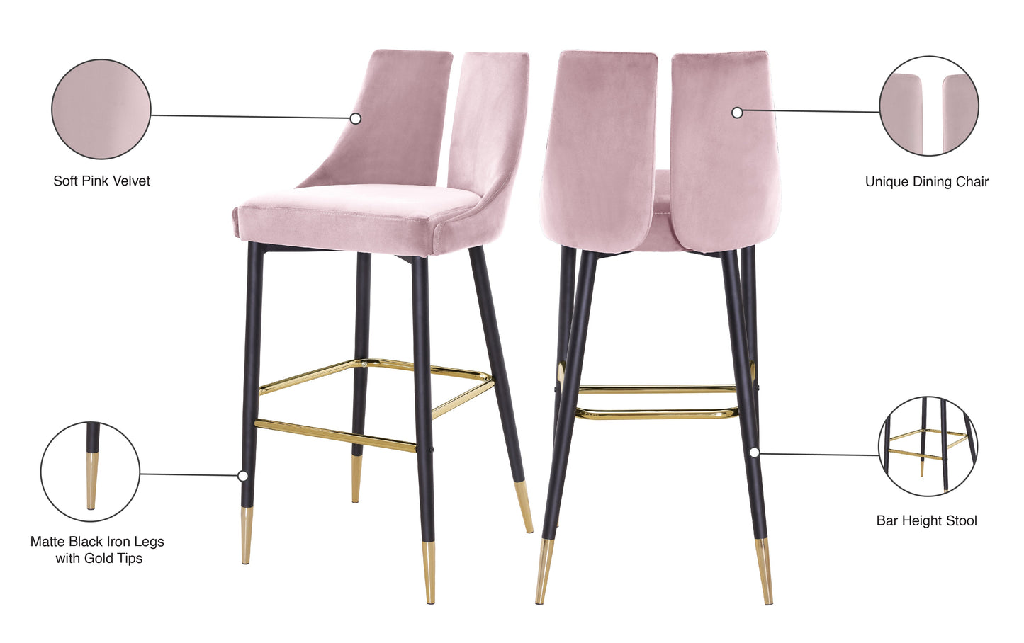 Sleek Velvet Stool - Sterling House Interiors (7679020204280)