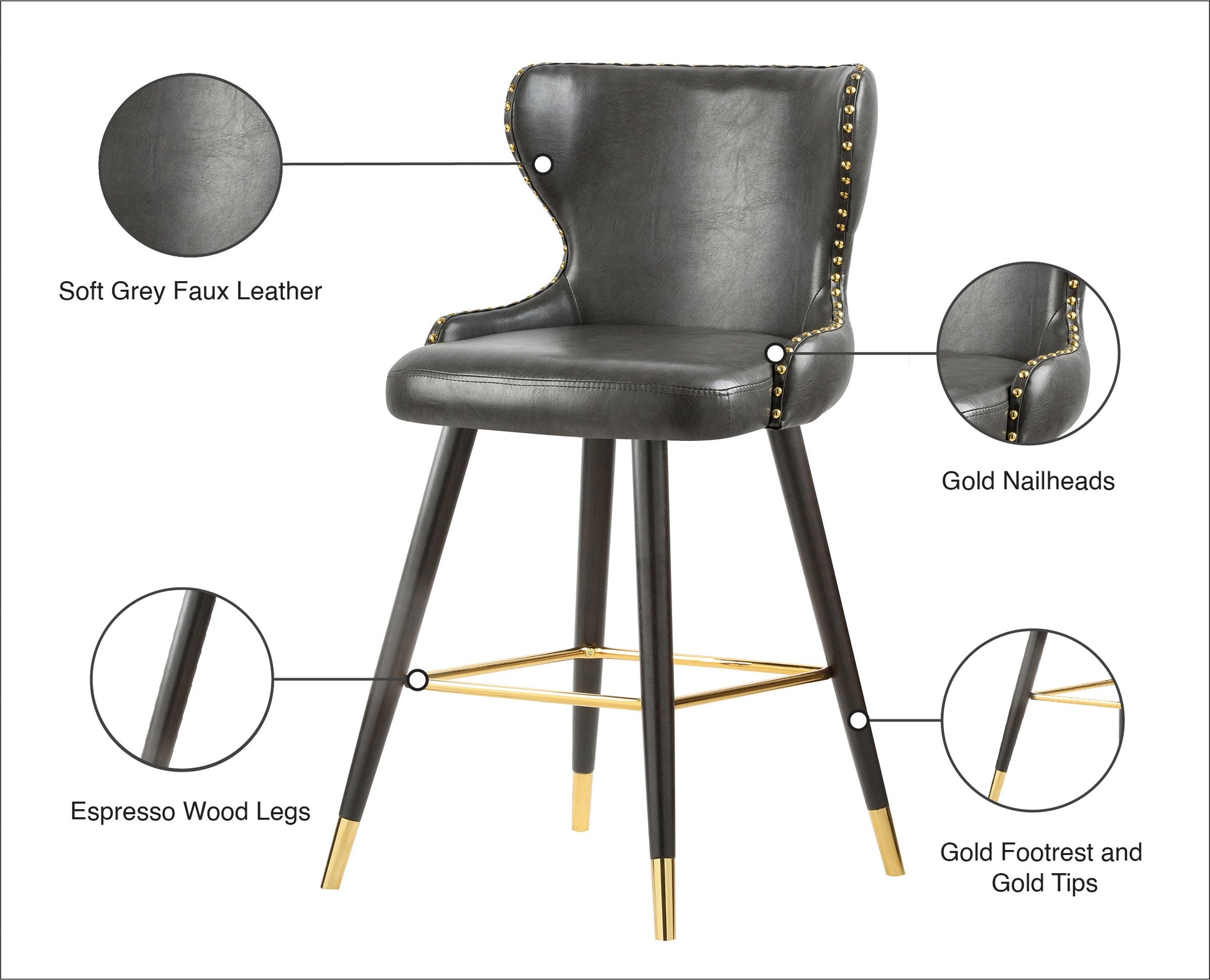 Hendrix Faux Leather Counter/Bar Stool - Furniture Depot