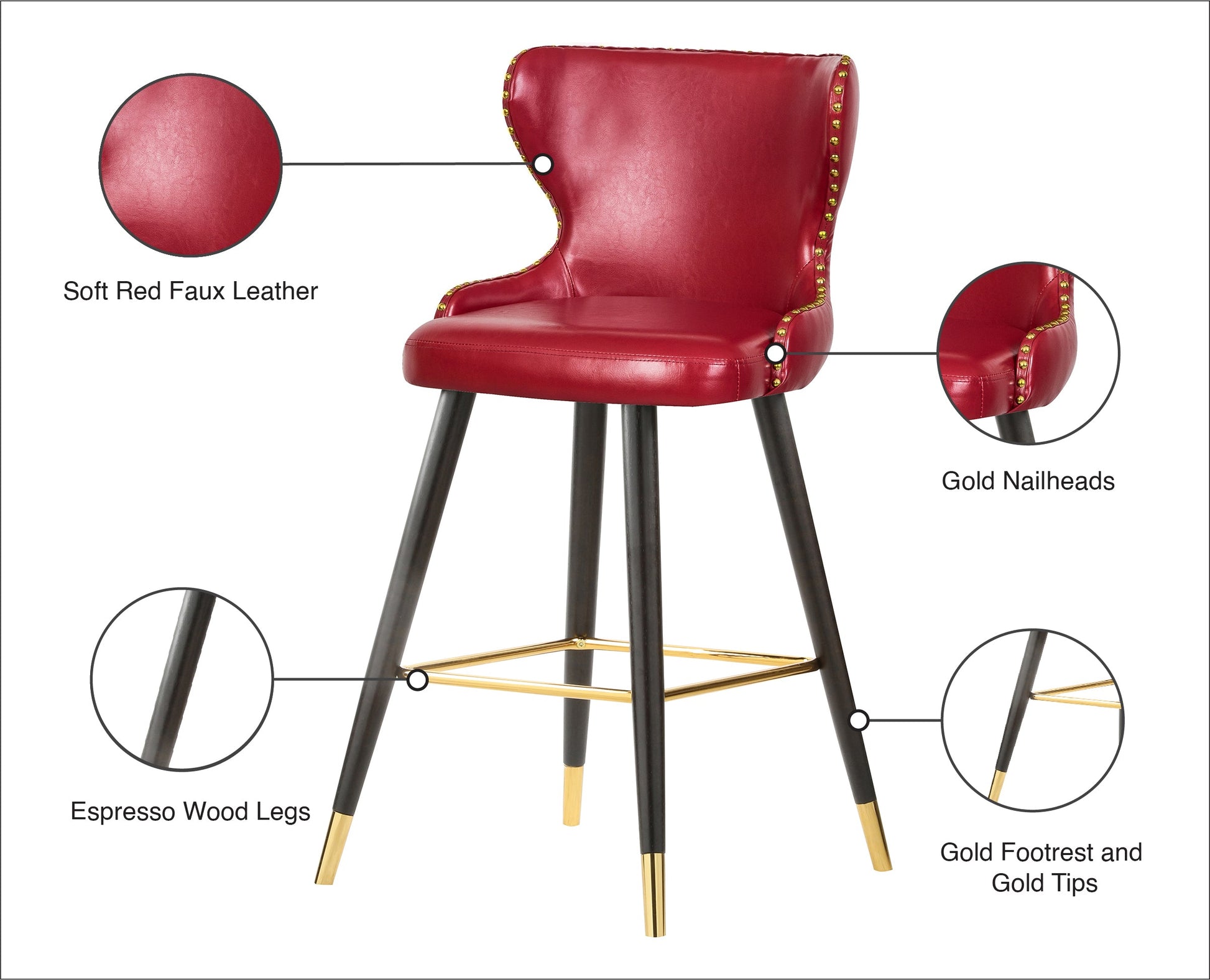 Hendrix Faux Leather Counter/Bar Stool - Furniture Depot