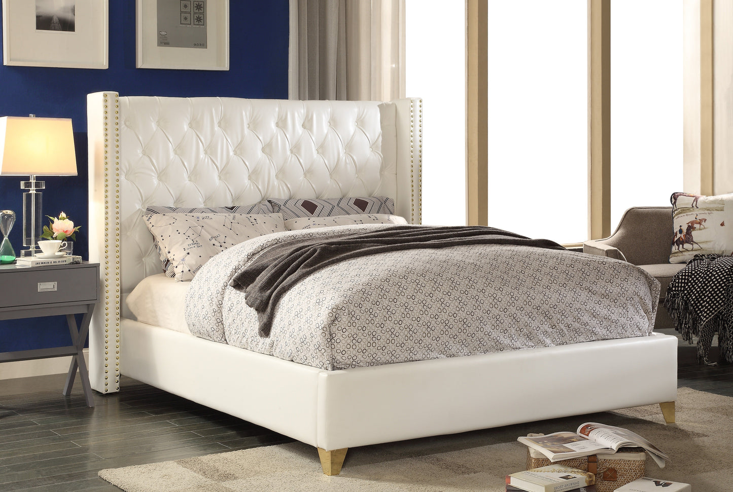 Soho White Bonded Leather Bed - Sterling House Interiors (7679026462968)