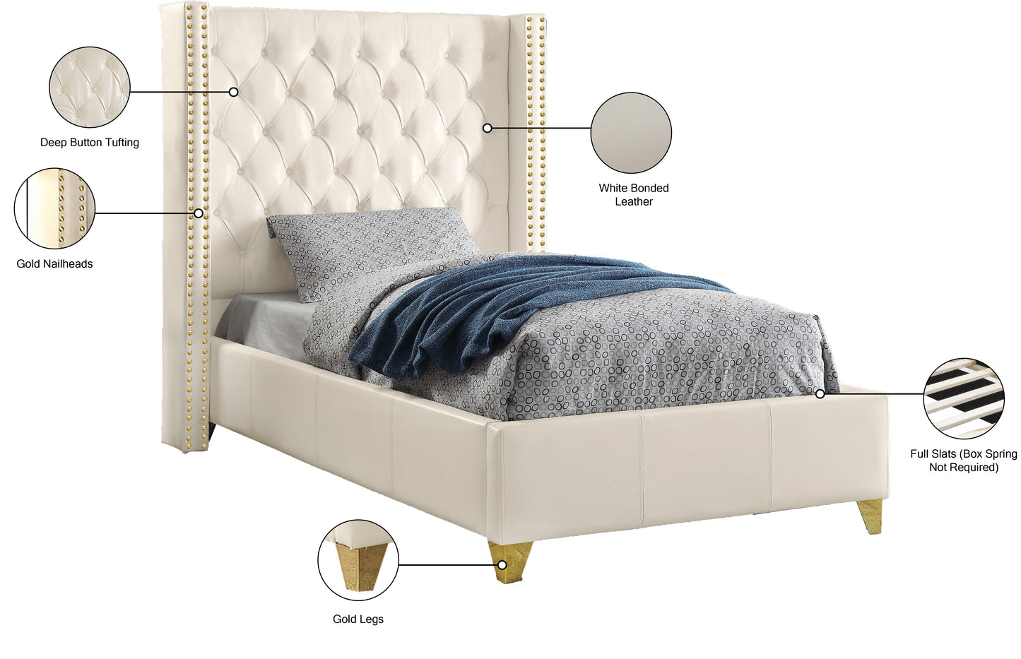 Soho White Bonded Leather Bed - Sterling House Interiors (7679026462968)