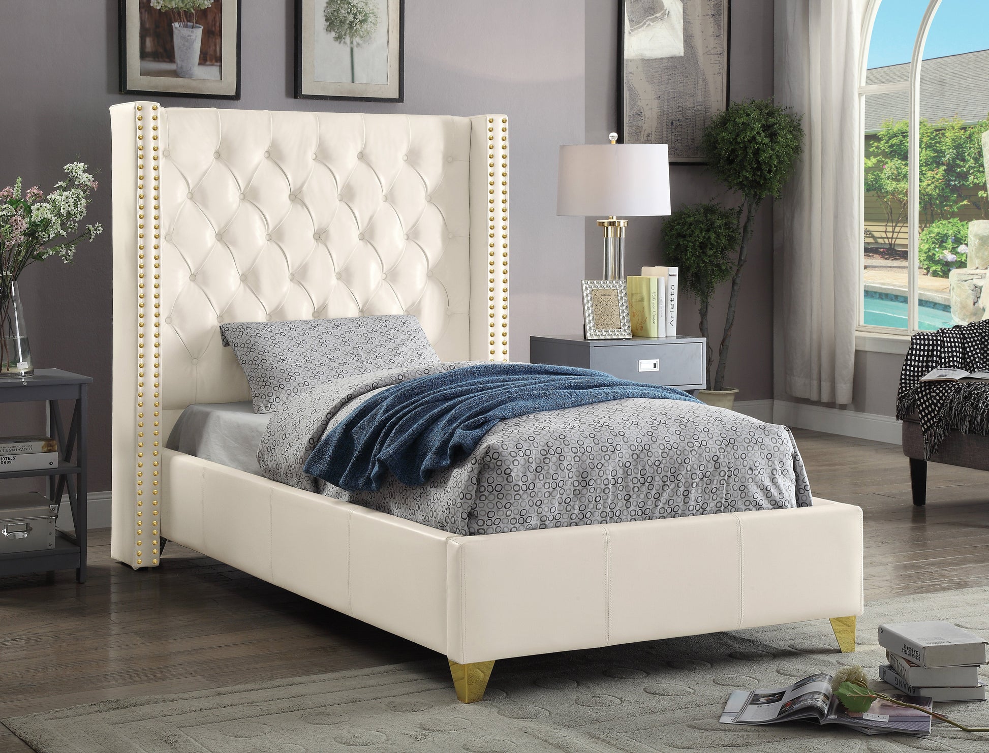 Soho White Bonded Leather Bed - Sterling House Interiors (7679026462968)